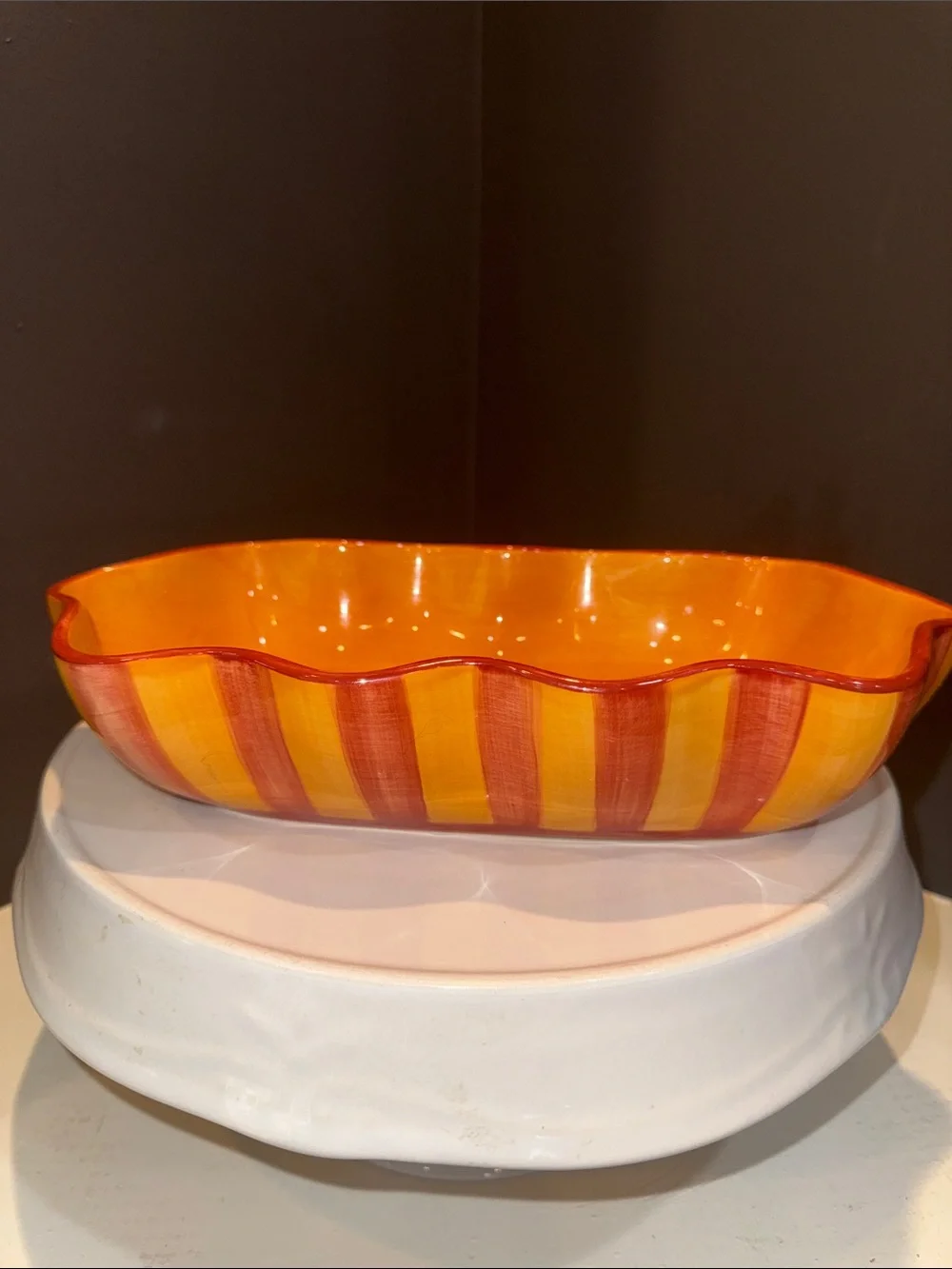 Southern Living At Home Ruffled Bowl #40527 Siena Gail Pittman Hand Painted